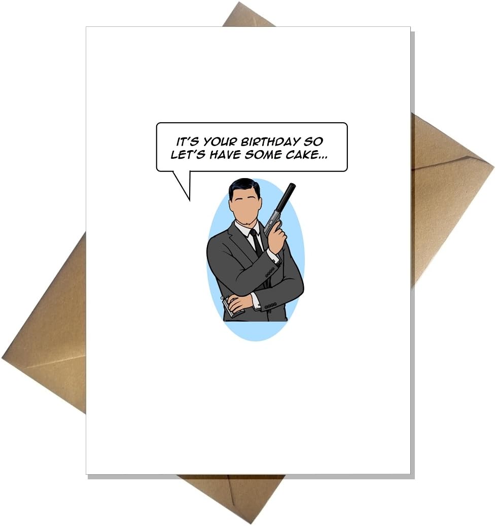 Funny Archer Birthday Card - Let's have some cake.