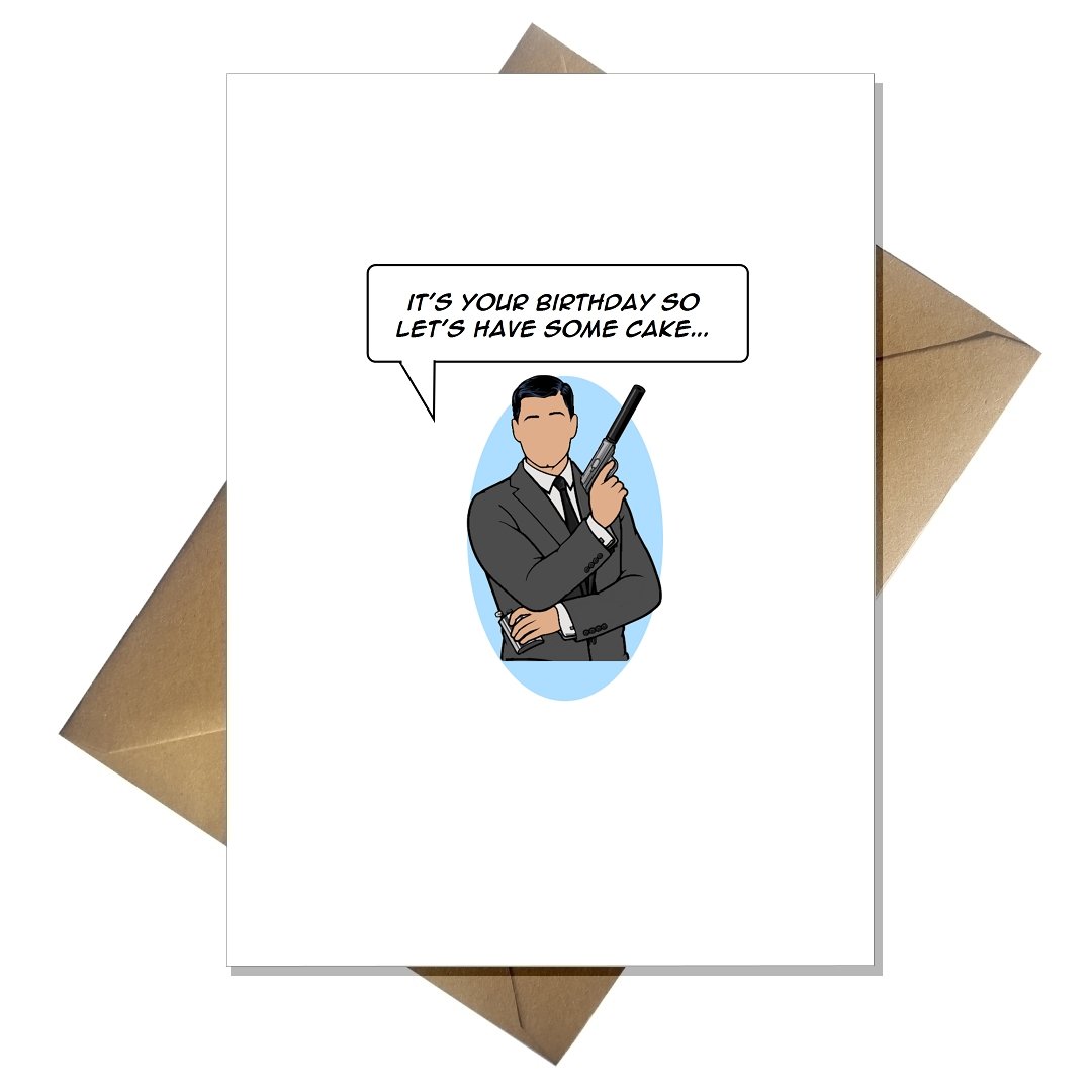 Funny Archer Birthday Card - Let's have some cake.