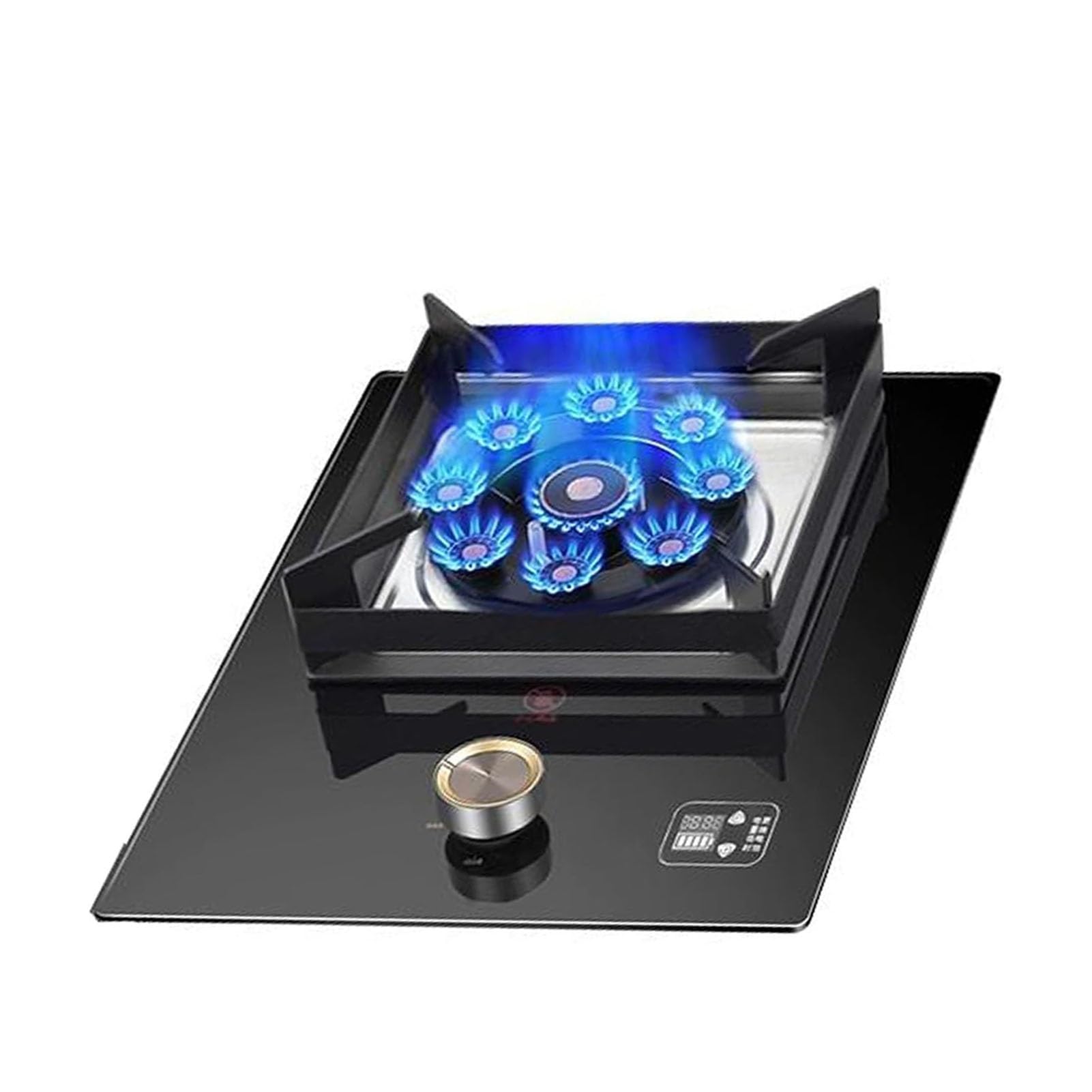Gaziniere Gaz 5,2 KW, Cuisiniere Gaz, Avec Support À Casseroles En Fonte Et Verre Trempé, Protection Anti-extinction De Flamme Et Minuterie, Idéal Pour La Cuisine(LPG)