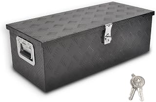 GESEXI 30" Heavy Duty Aluminum Truck Bed Toolbox - Waterproof 5-Bar Tread, Lockable Storage w/ Side Handles & Keys, Black 30x13x10"