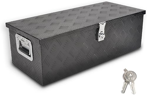 Caja de herramientas de aluminio negro de 30 pulgadas, caja de 5 bares, caja plana para camión, automóvil, remolque, al aire libre, recogida debajo