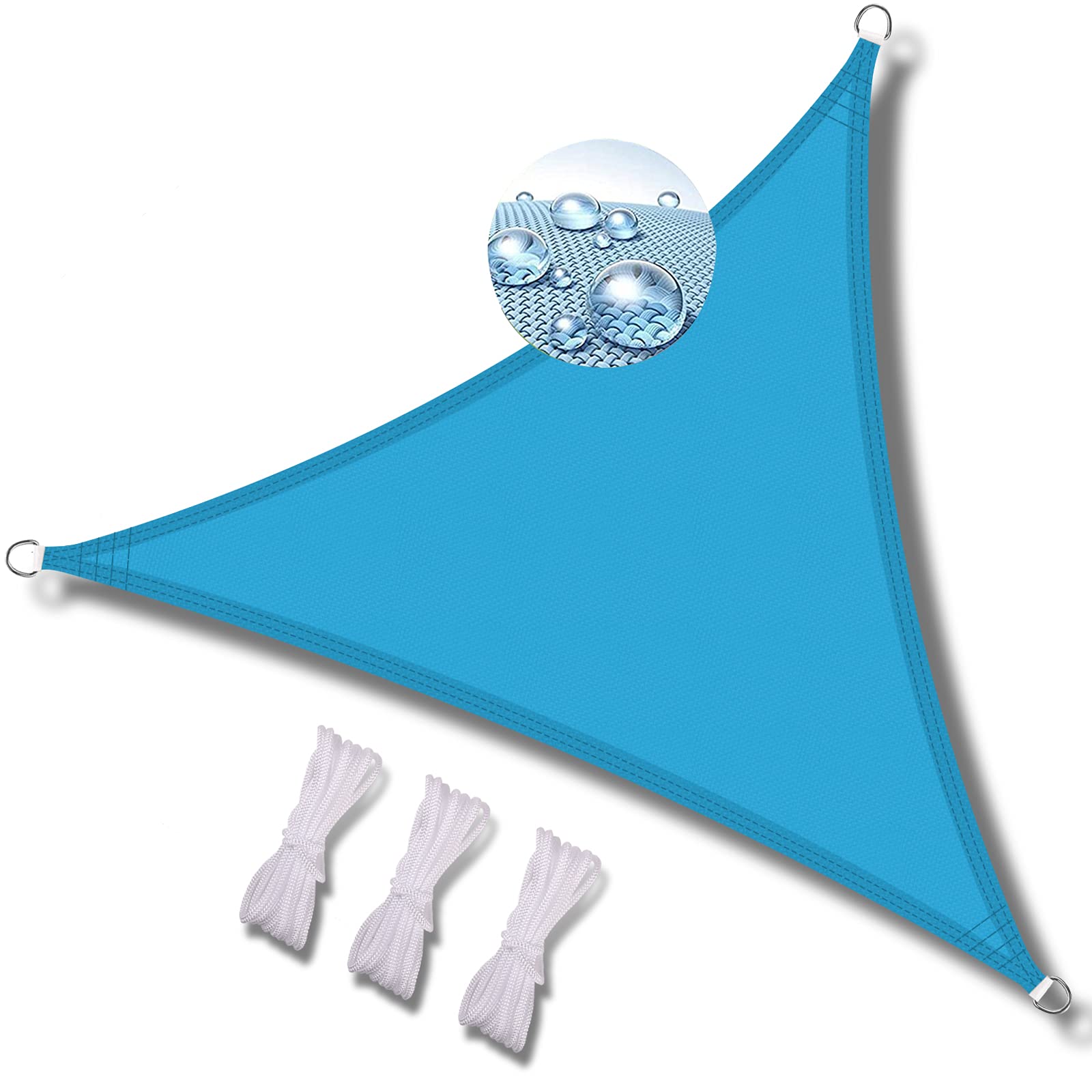 GJZQDKX Outdoor Sun Shade Canopy 5x5x5 ft Triangle Sail Awning UV Protection 98% Waterproof Durable Shade Sail with Ties Ideal for Patio Garden Pool - Lake Blue