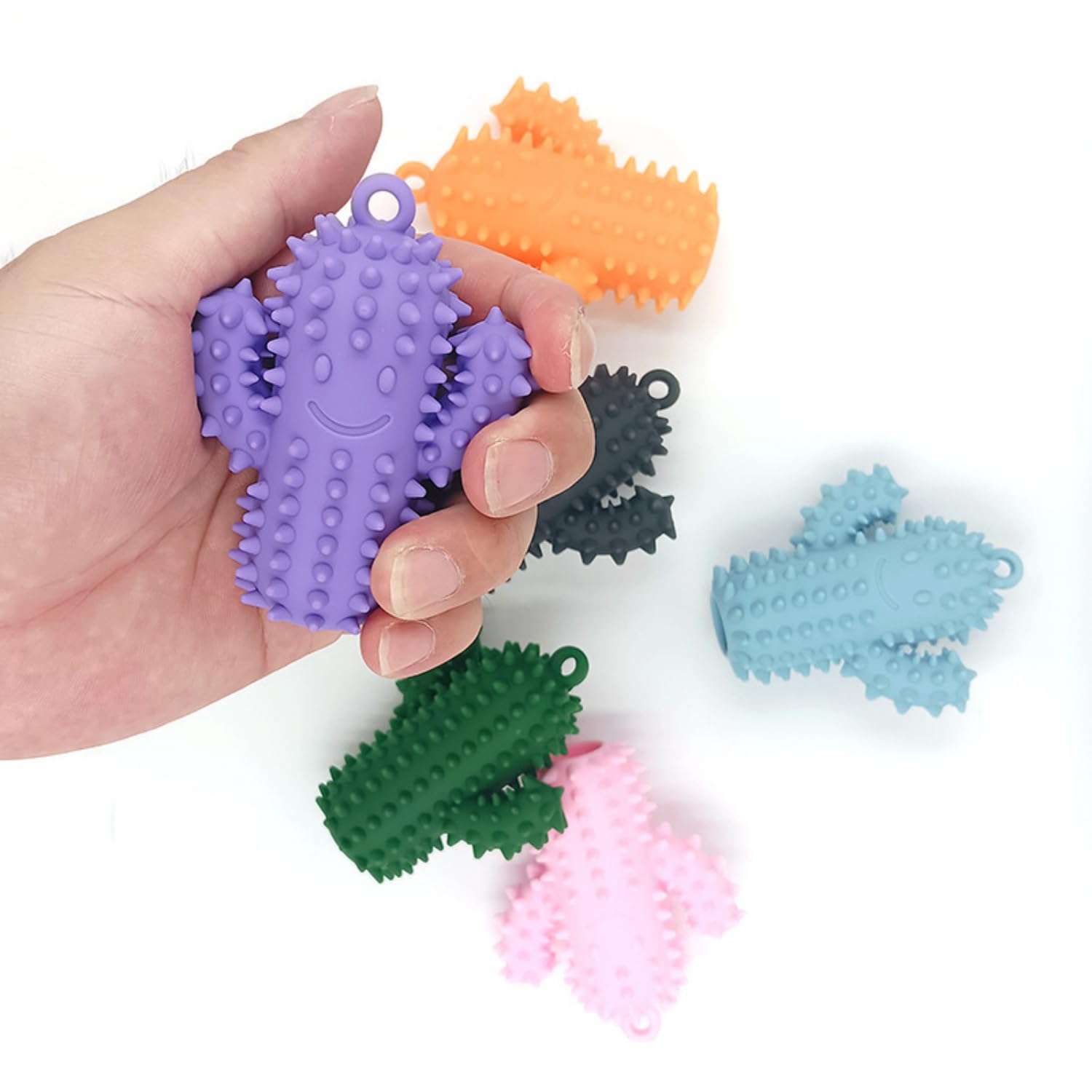 Silikonowa zabawka fidget, sensoryczna zabawka antystresowa do biura, szkoły, w podróży i do domu, prezent do relaksu (pomarańczowy (A), 6 sztuk w zestawie
