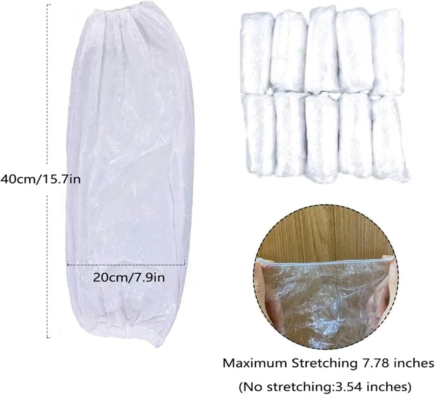 Plastic Disposable Sleeves Arm 200pcs Covers Waterproof PE Oversleeves for Industrial Protection Use Food Handling