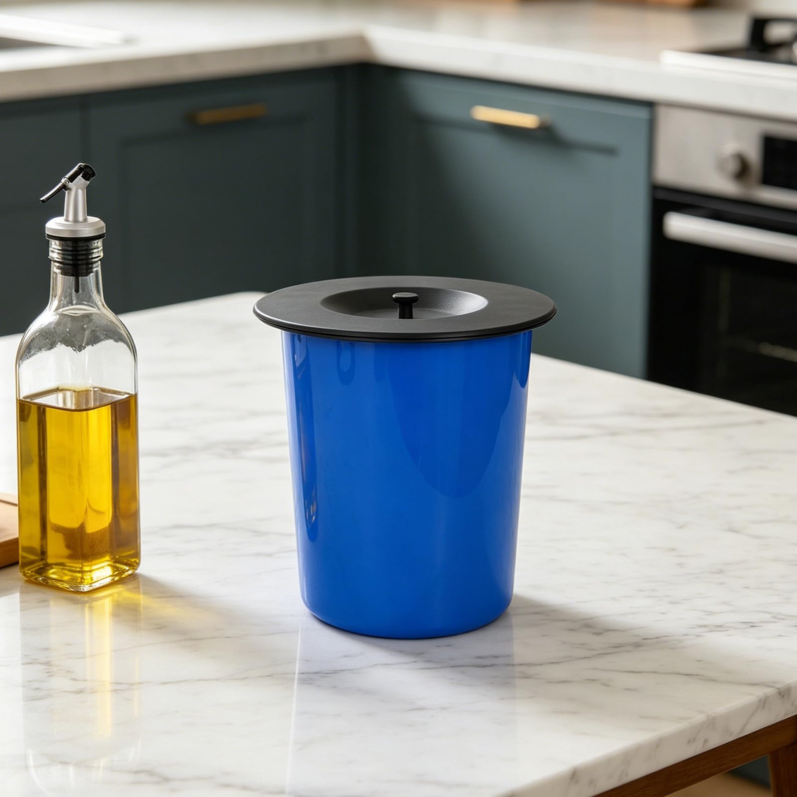 Hemobllo Cubo de Basura para Cocina Integrado de Acero Inoxidable 304 Capacidad de 8l y Diseño Redondo Moderno para Baño y Restaurantes