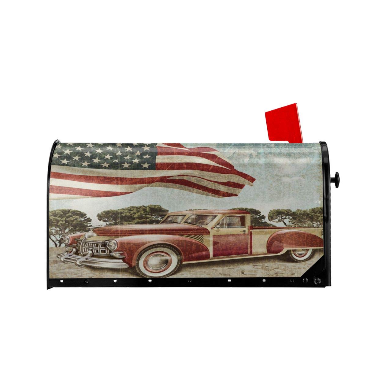 Magnetische Briefkastenabdeckung Vintage – Patriotischer Stern Mit USA-Flagge, Wasserfest, 64,8x53,3 Cm