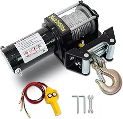 Joyfox Guincho Elétrico 3000LBS 12V | Motor 1KW, Cabo de Aço 11,2m, Controle Integrado para ATV, UTV e Reboque