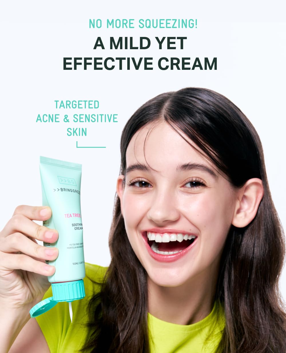 BRING GREEN Tea Tree Cica Soothing Cream Plus 100ml Korean Skin care, calming and soothing, moisturizer for skin, facial cream, trouble care, Blackhead Removing Pore care (Pack of 1) 3.4 Fl Oz (Pack of 1) image 3 of 9 B0CFVX9R9N