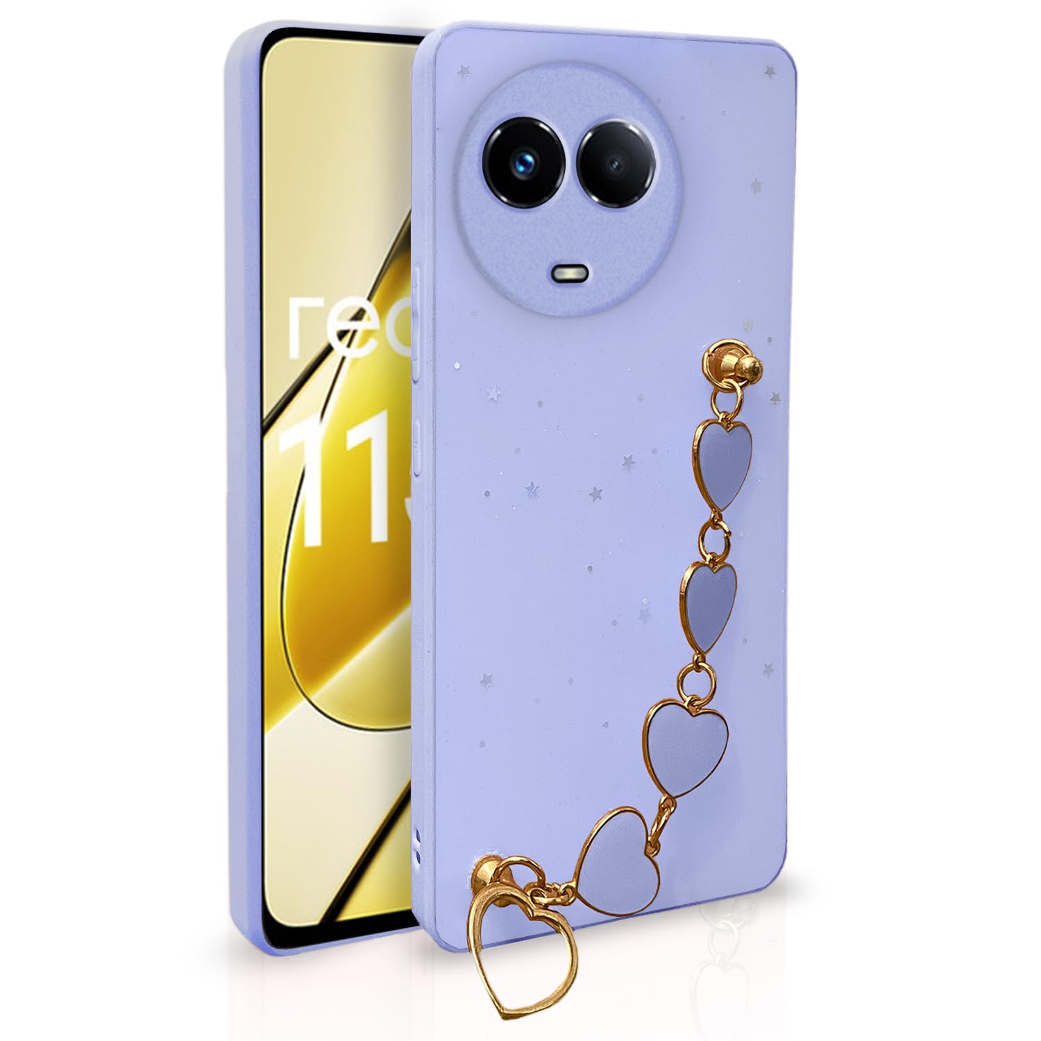 Pikkme Realme 11 5G / 11X 5G / Narzo 60X 5G Back Cover for Girls | Heart Shaped Metal Chain Blocks | Sparkling Soft TPU | Case for Realme 11 5G / 11X 5G / Narzo 60X 5G (Purple) (B0CHWB31HC) Amazon Price History, Amazon Price Tracker
