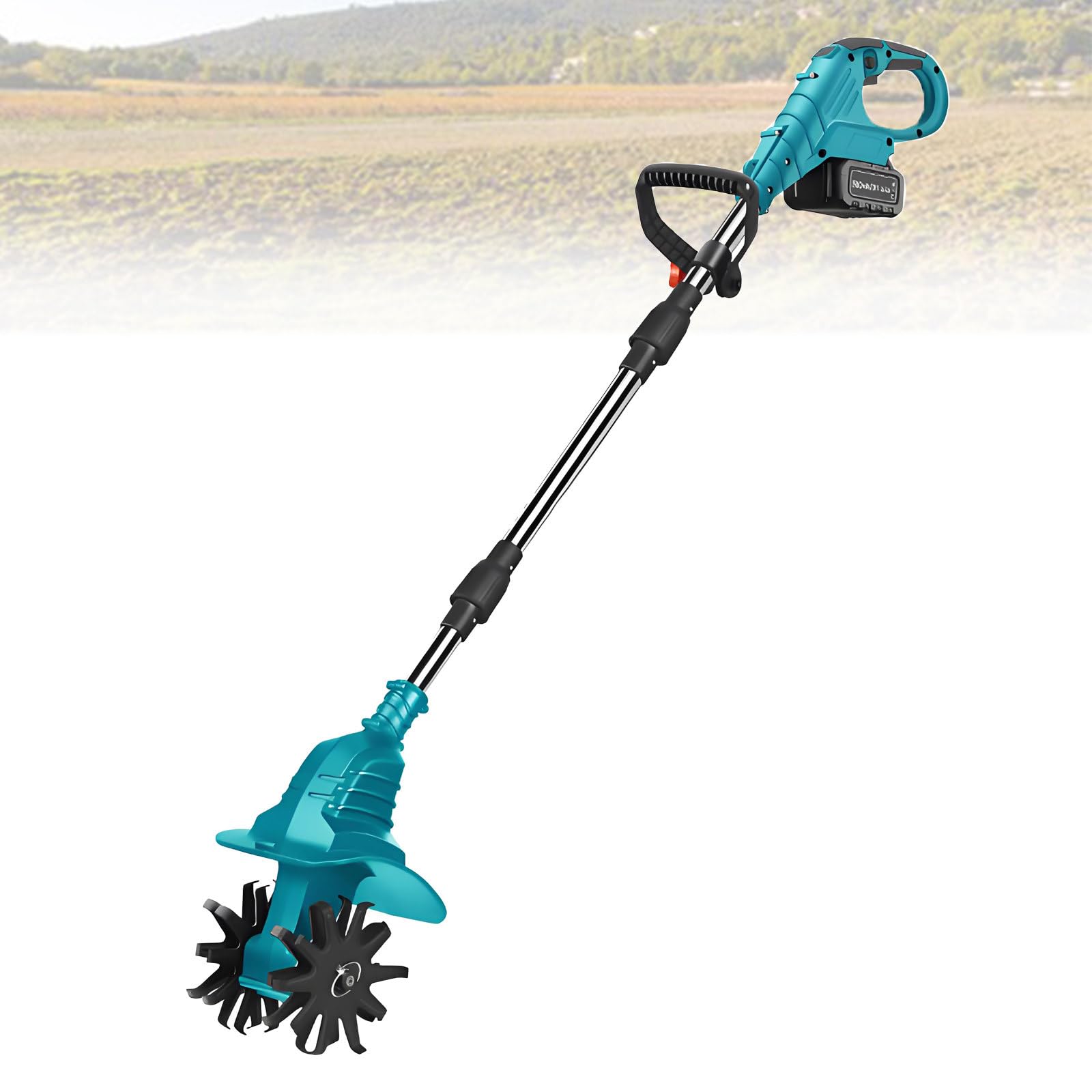 Motocoltivatore A Batteria Da 21V,Motocoltivatore Da Giardinaggio Con 270 Giri/Min,1 O 2 Batterie,Larghezza 20 Cm,Profondità 25 Cm,Portatile Per Piccoli Spazi,Blue-FourBlades-1battery