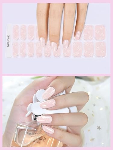 Miniatura 4 de Kalolary 20 tiras de esmalte de uñas de gel, adhesivo de envoltura completa, calcomanías de gel impermeables con lima de uñas y palo (requiere