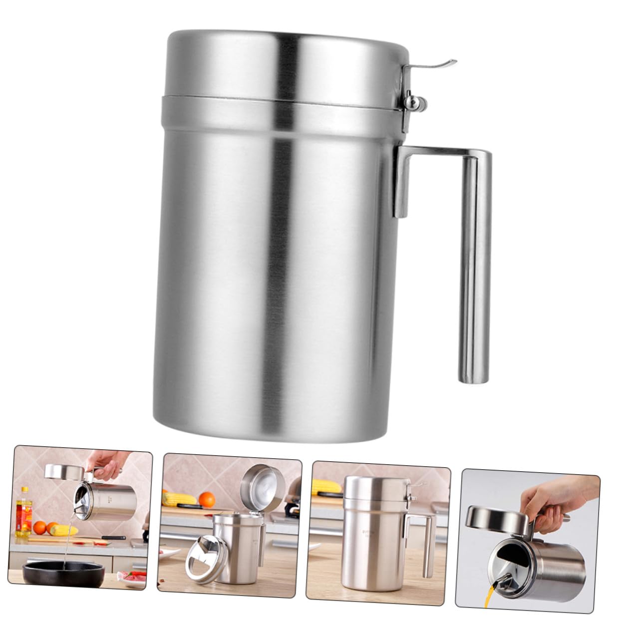 Botella Dispensadora de Aceite Acero Inoxidable Antigoteo con Asa Ergonómica para Cocina Restaurante Barbacoa Almacenamiento Seguro
