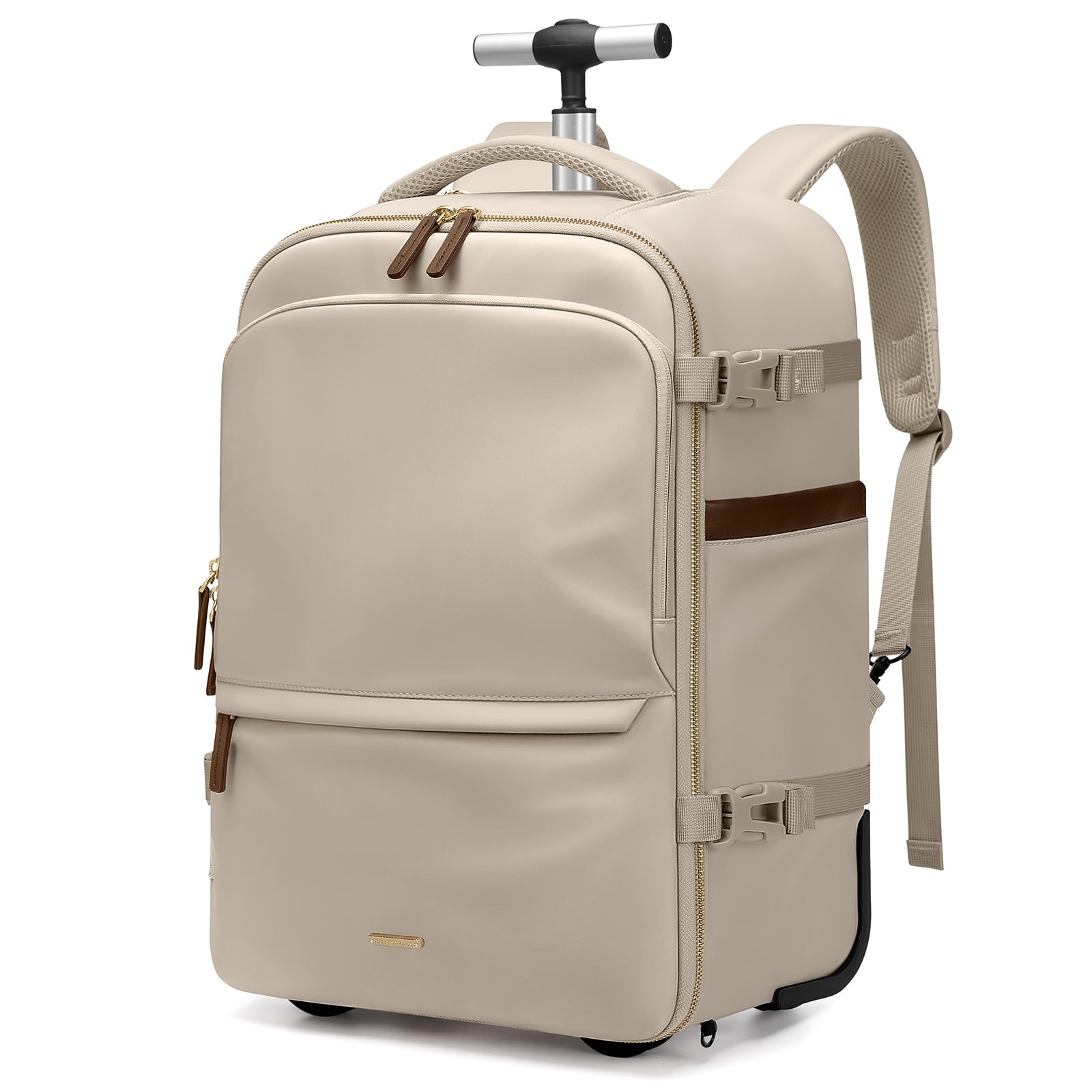 Rolling Backpack for Women 17 Inch Convertible Laptop Backpack with Wheels, 32L Carry On Business Luggage Daypack Water-Resistant Rolling Bag for Work Short Trips image 8