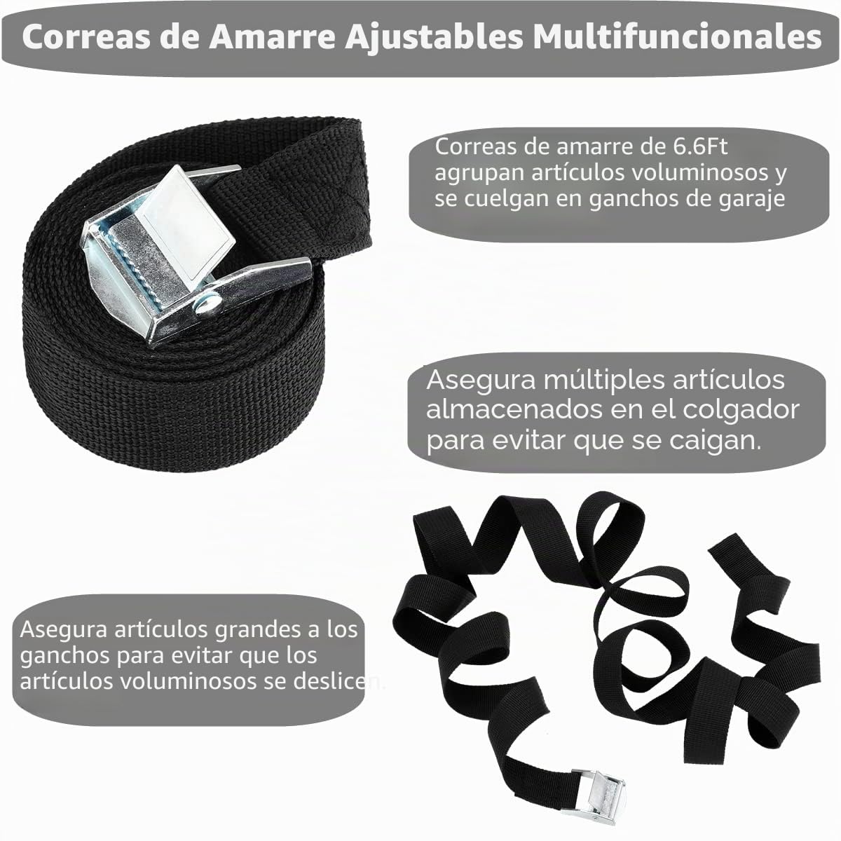 Paquete de 6 ganchos de almacenamiento de garaje resistentes, 12.7 pulgadas de montaje en pared