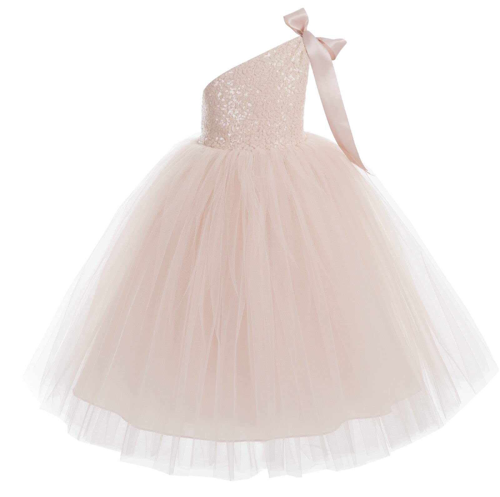 ekidsbridal One-Shoulder Sequin Tutu Junior Flower Girl Dresses Christening Dresses 182 8
