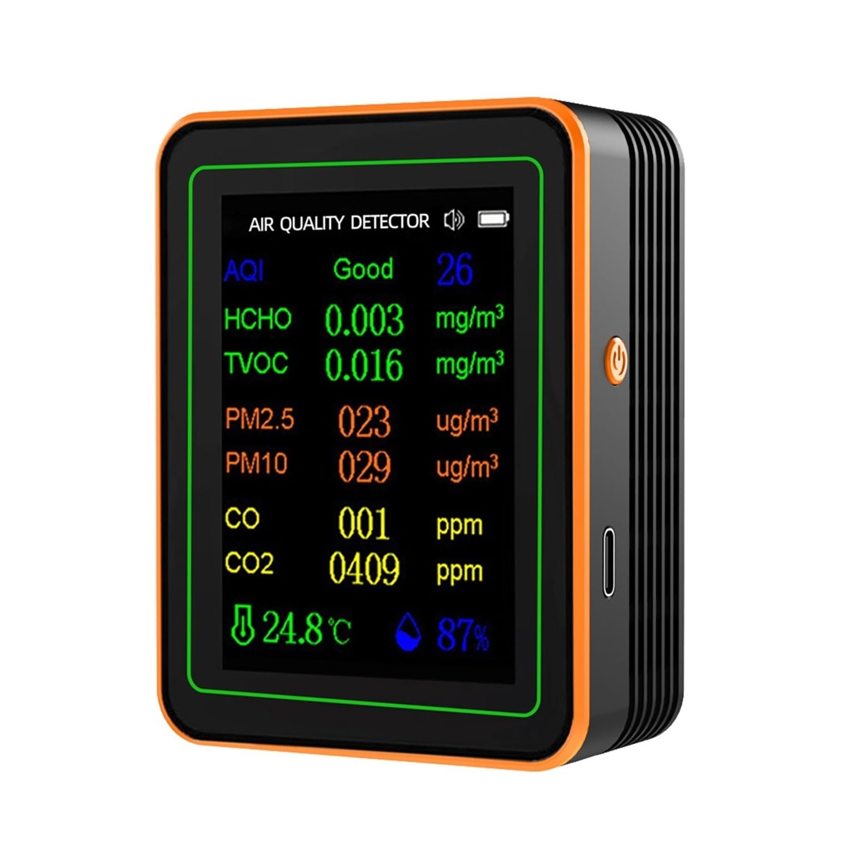 Medidores de calidad del aire, Detector de calidad del aire PM2.5 PM10 Contador de partículas CO2 Probador de temperatura y humedad(Black 10 in 1)