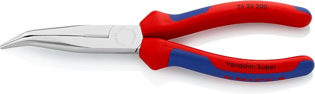 Knipex Szczypce tnące półokrągłe (wydłużone typu bociani dziób) chromowane, z wielokomponentowymi nasadkami 200 mm 26 25 200