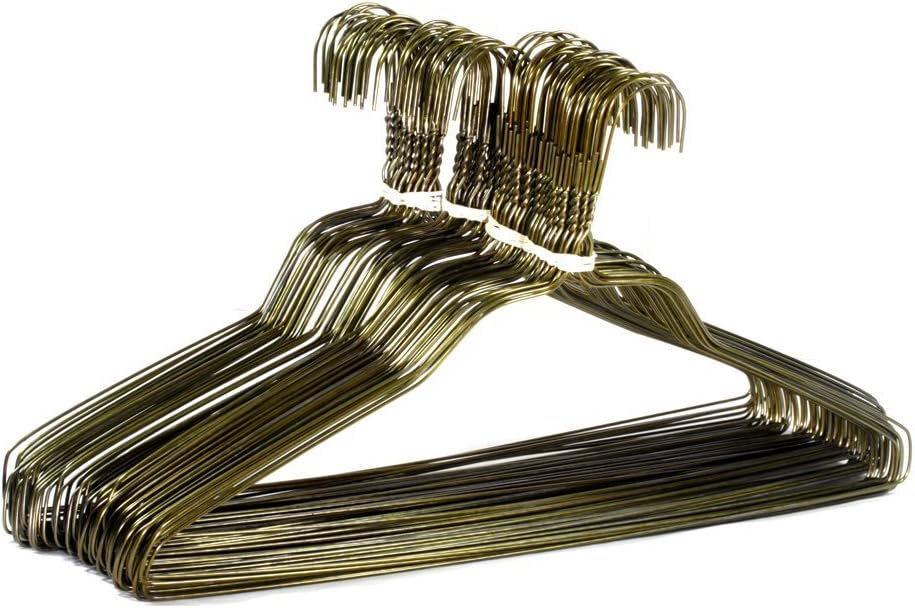 Supply 500 18" Gold Brass Triangular Wire Hangers, Large-Sized, Durable, Perfect for Large Adult Clothing, Industry Standard for Commercial Businesses