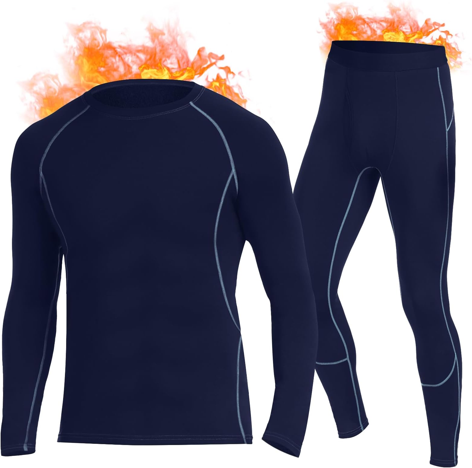 SIMIYAThermal Underwear Mens, Quick Dry Base Layer for Men, Compression Mens Thermals Top and Bottoms, Winter Long Sleeve Long Johns for Workout Skiing Running Hiking