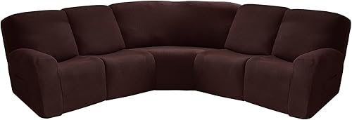 OKYUK Funda para sofá reclinable esquinero, de jacquard para 5 asientos, fundas de sofá esquineras para sofá reclinable en forma de L, gruesas,