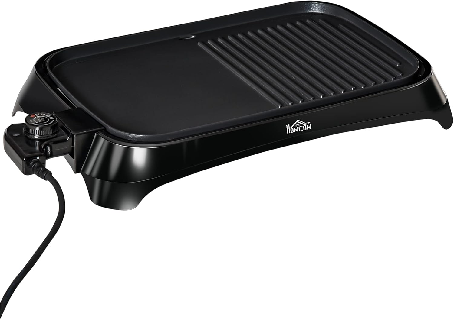 HOMCOM Griglia Elettrica 1600W Antiaderente con 2 Piastre, Temperatura Regolabile 90-200° e Vassoio Raccogli-grasso, 53.5x31x8cm HOMCOM Griglia Elettrica 1600W Antiaderente con 2 Piastre, Temperatura Regolabile 90-200° e Vassoio Raccogli-grasso, 53.5x31x8cm