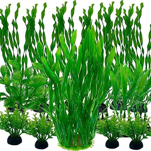 Vibury Aquarium Plants, 25pcs Fish Tank Decor Green Plants Artificial