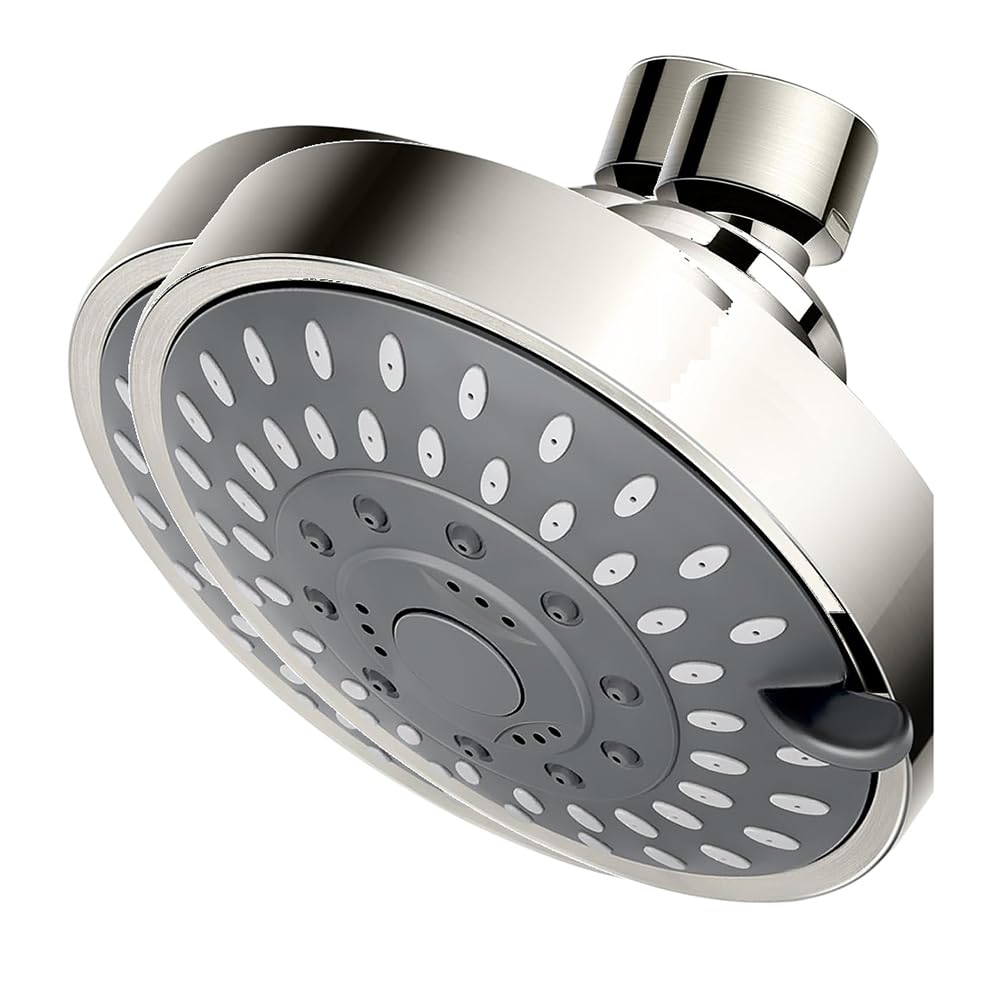 CTRLZS High Fixed Shower Heads(4-Inch Brushed)- 5-Mode High Pressure Shower Head