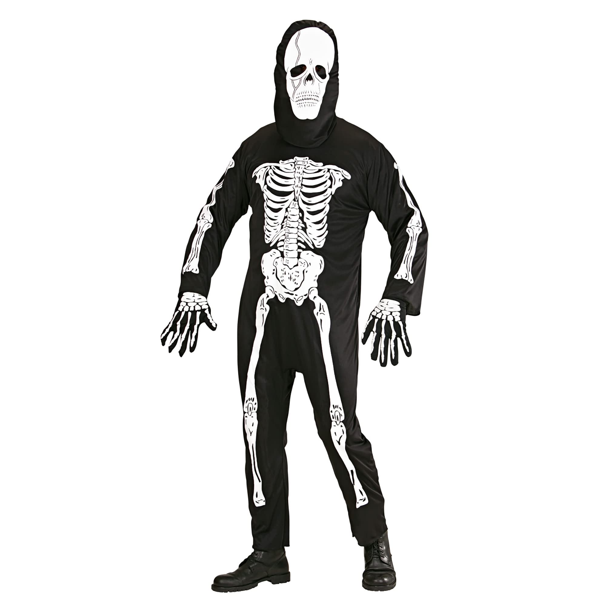 Mens Skeleton Costume Large UK 42/44" for Halloween Living Dead Fancy Dress