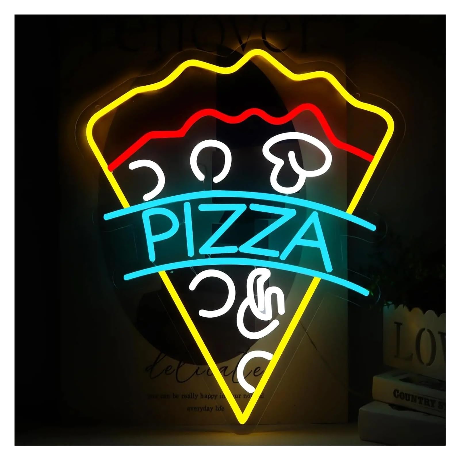 Lemst One Color Signs Lamp Pizza Neon Sign For Business Usb Powered Dimmable Light For Fast Food Shops Restaurant Kitchen Store Wall Decor 29Cmx35cm