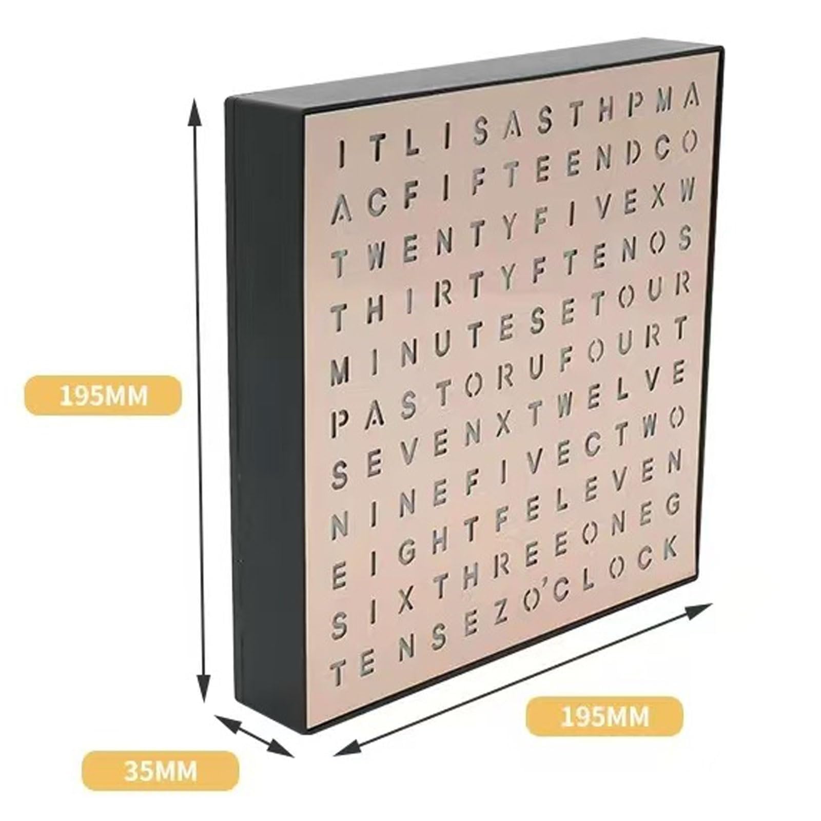 Reloj digital LED con palabras, escritorio iluminado y pantalla de pared, brillo ajustable, formato de hora moderno para decoración del hogar y la oficina