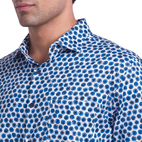 Image of Park Avenue Men's Pure Cotton Print Pattern Slim Fit Cut Away Collar Full Sleeve Casual Shirt