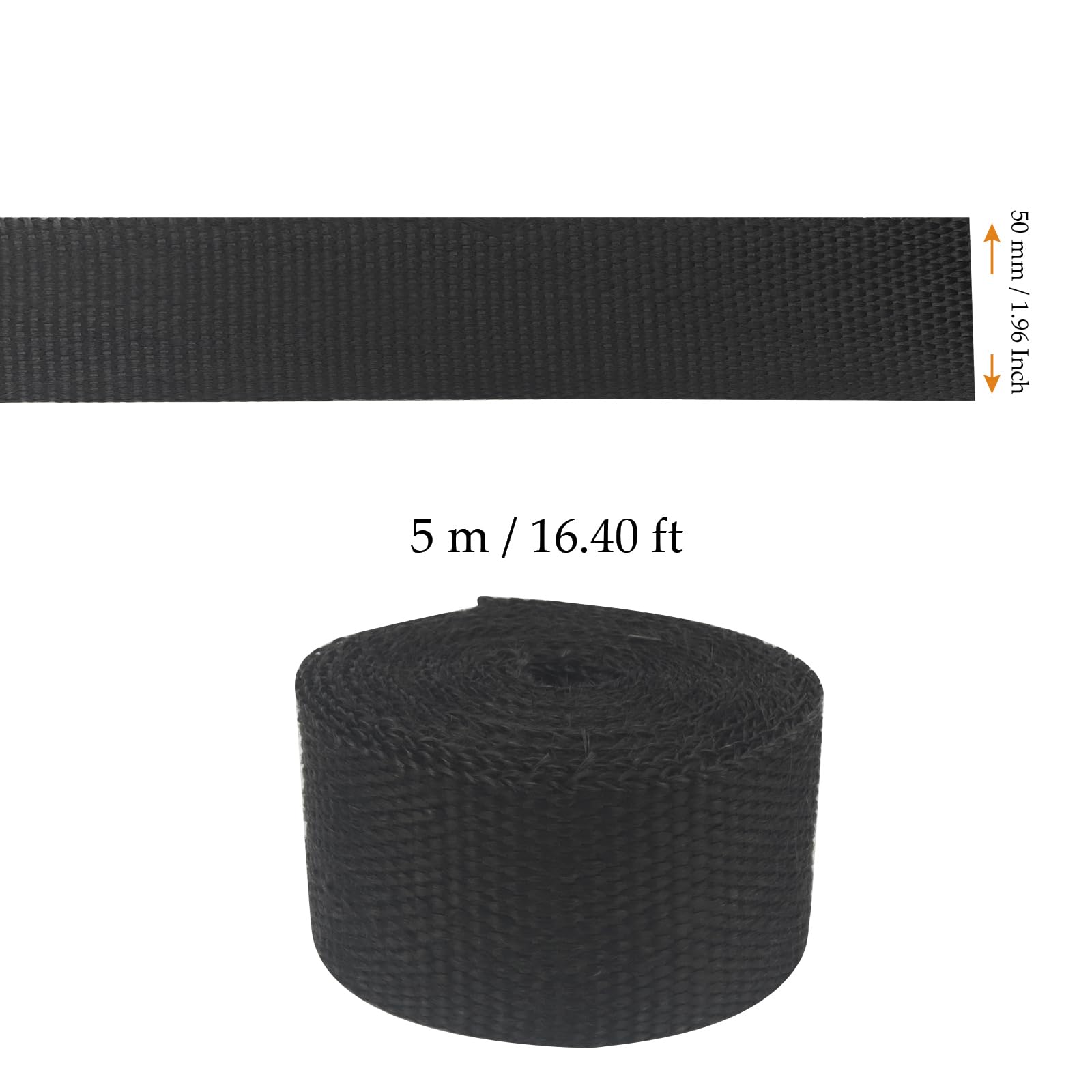 2 Benda Termica per Scarico Marmitta, con 10 Fascette in acciaio inox, Nastro Termico Isolante in Fibra di Vetro, per Tubi di Scarico Vano Motore, Auto e Moto, 5 m x 50 mm, nero