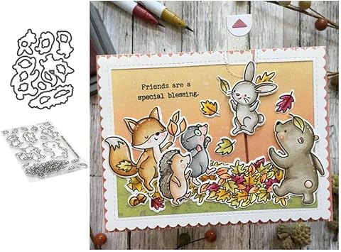 Animal Friends Clear Stamp and Die Sets for Card Making, 1 Set