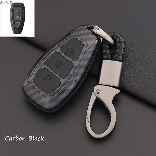 Miniatura 6 de ontto Funda para llave inteligente de fibra de carbono para Ford, caja de llaves remota, llavero para evitar arañazos y caídas, compatible con Ford