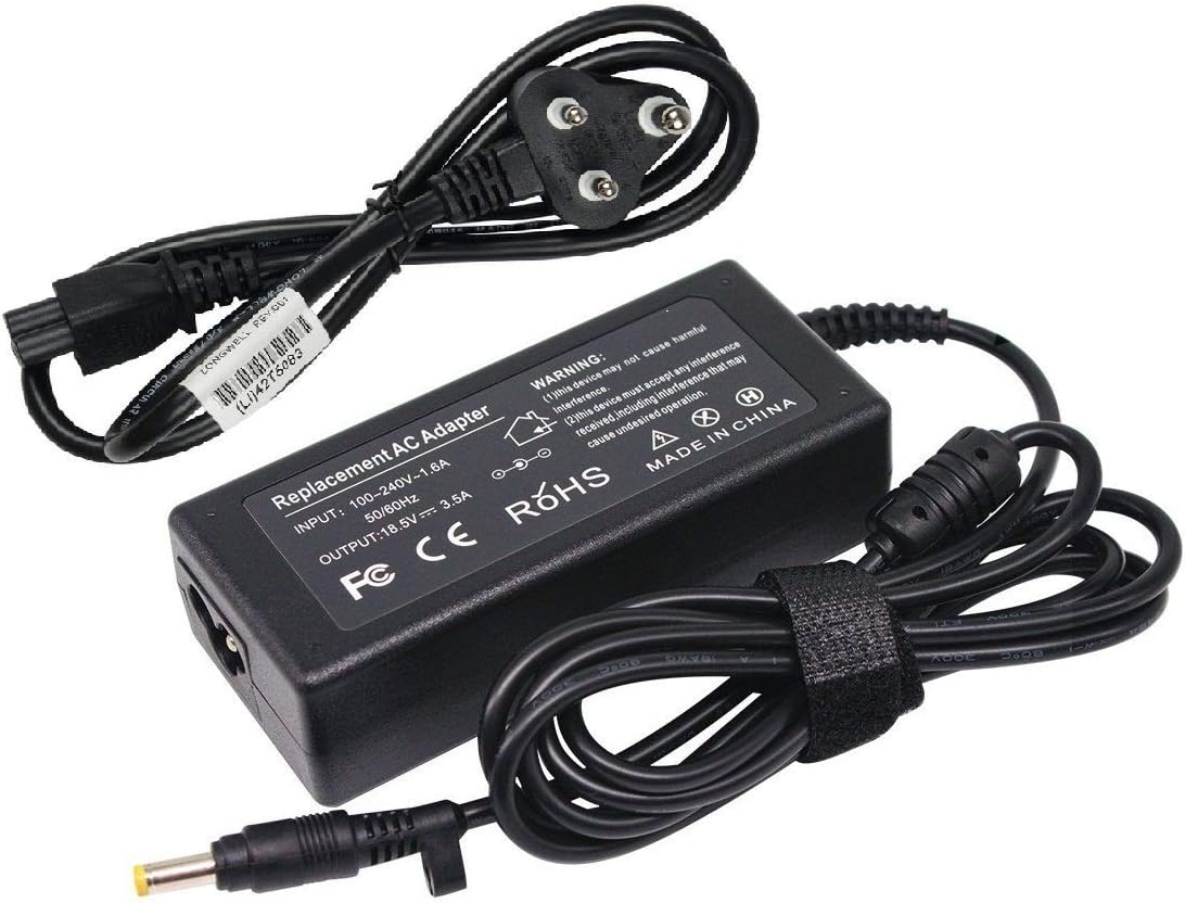 SellZone Laptop Adapter Charger for Hp Pavilion DV2000, DV2000T CTO, DV2000Z CTO, DV2001TU (Power Cord Included) 18.5V 3.5A 65W Pin Size 4.8mm x 1.7mm-Black