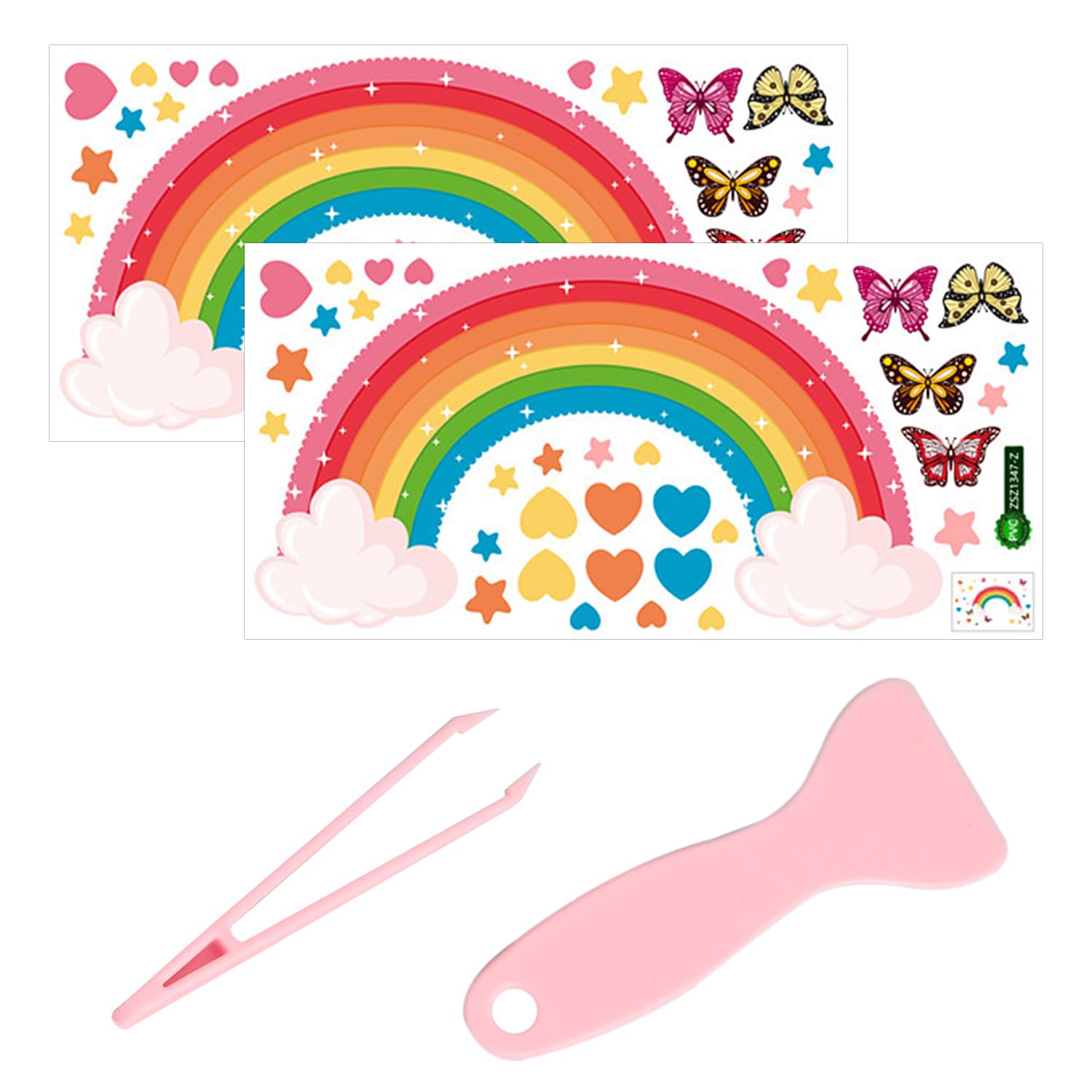 2 Juegos De Pegatinas De Pared De Arcoíris, 1 Juego De Raspadores De Pinzas, Pegatinas De Pared Para Dormitorio, Decoración De Habitación Infantil, Accesorios De Dormitorio De Arcoíris