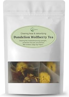 Dandelion Wolfberry Tea, Goji Berry Chrysanthemum Cassia Seed, Seven Natural Herbal Ingredients, Kidney & Liver Health Dandelion Root Tea(12g*10 bag)