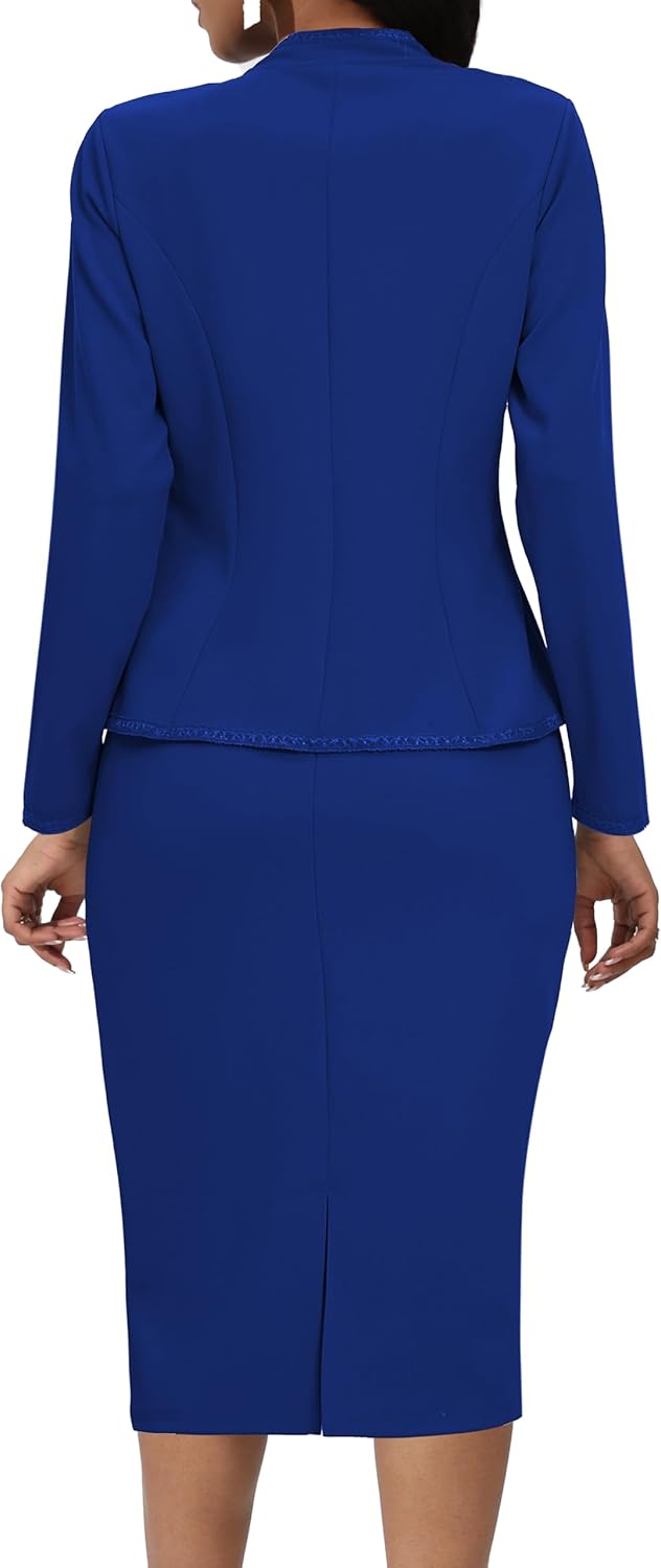 Women 2 Piece Business Suit Elegant Blazer Jacket and Skirt Sets Work Formal Office Clothes Suits - Image 2