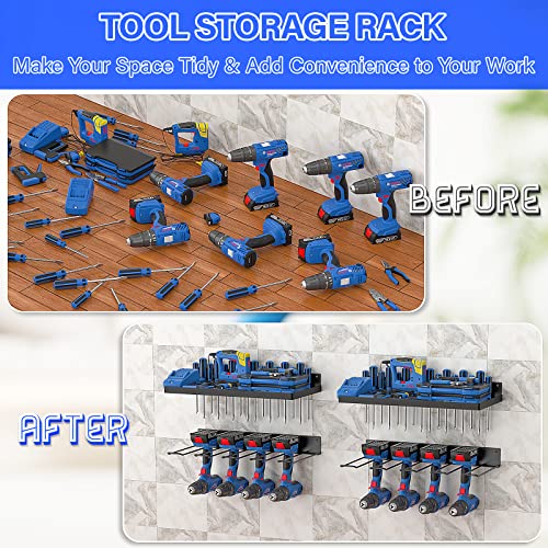 Power Tool Organizer - (4-Pack/2 Set) Drill Holder Wall Mounted, Utility Power Tool Storage Rack For Drill, Solid Garage Tool Storage Shelves, Separated Tool Rack For Warehouse Workshop Men Father #TOP5