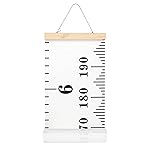 Mibote Baby Growth Height Chart Handing Ruler Wall Decor for Kids, Canvas Removable Height Growth Chart 79 x 7.9 (Black & White)