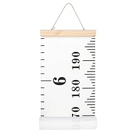 Mibote Baby Growth Height Chart Handing Ruler Wall Decor for Kids, Canvas Removable Height Growth Chart 79 x 7.9 (Black & White)