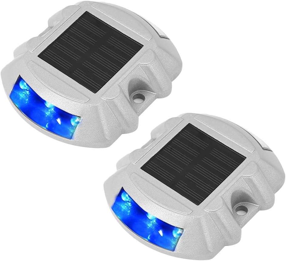 2 Pack Solar Deck Lights LED Driveway Lights for Step Sidewalk Stair Boat Garden Ground Pathway Yard