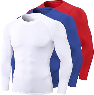 Men's Compression Shirts Long Sleeve Athletic Workout Tops Base-Layer Quick Dry Sports Baselayers