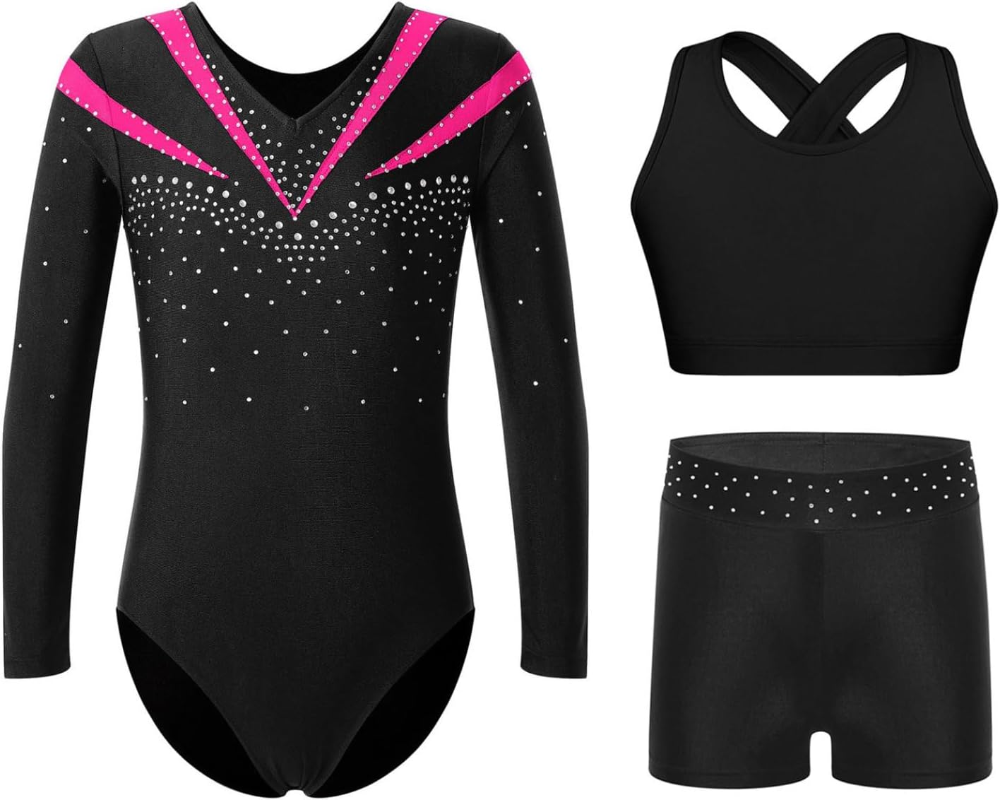JEYPINMI Little Girls Dance Leotard with Vest Top and Shorts Gymnastics Outfit Tank Ballet Unitard Tumbling Biketards
