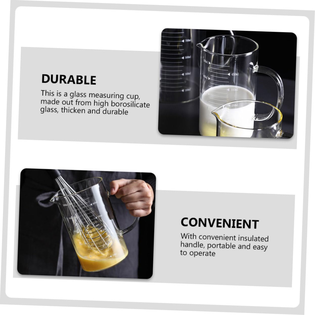 Alipis Lot De 3 Tasses Doseuses En Verre De Capacité Pour Et La Pâtisserie