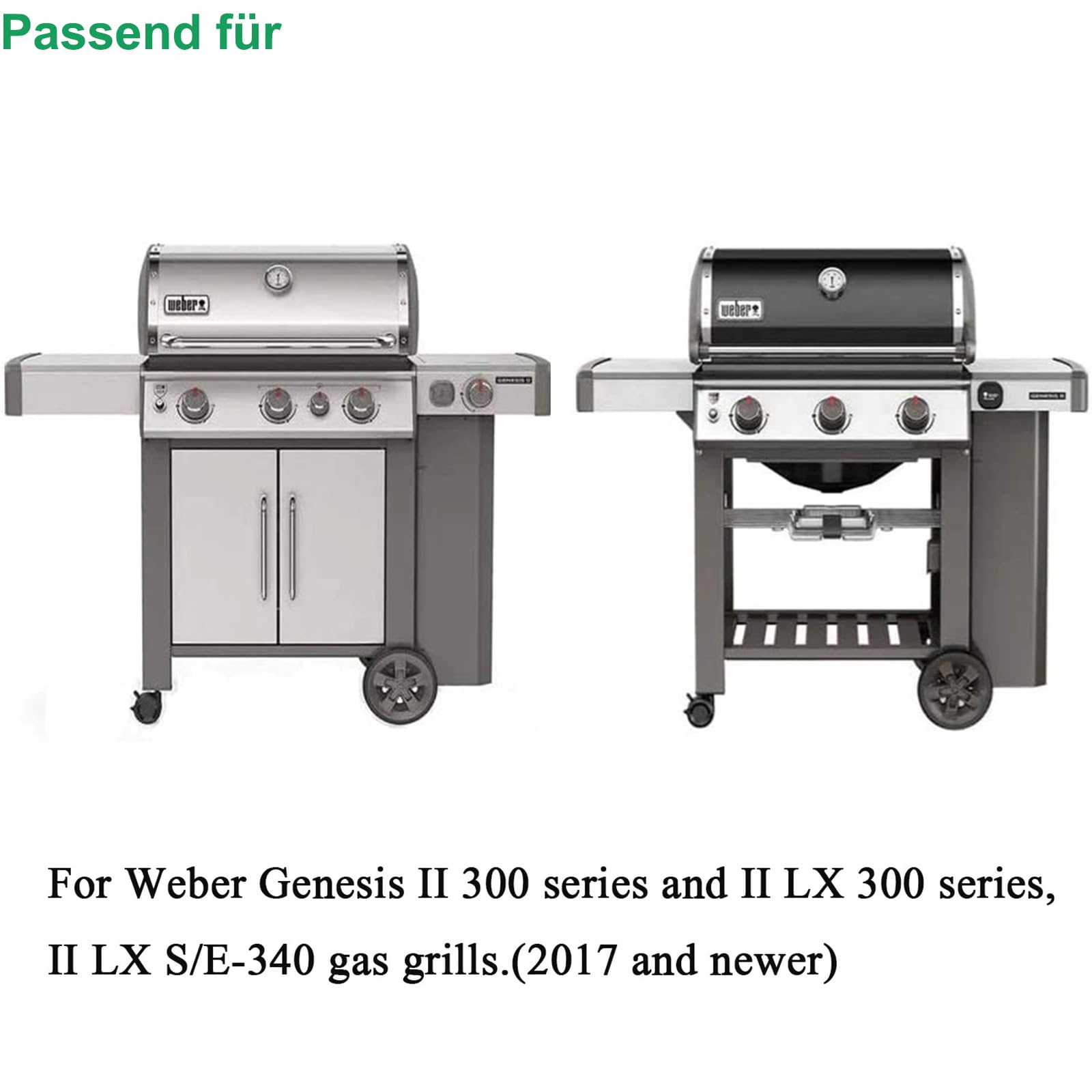 WELL GRILL 43,5CM Flavorizer Bars Aromaschienen für Weber Genesis 2 Zubehör, Genesis II E-310 E-330 E-335 S-335, II LX S/E-340 Serie(2017-Newer), für Weber 66795 66032, Porzellan Emailliert