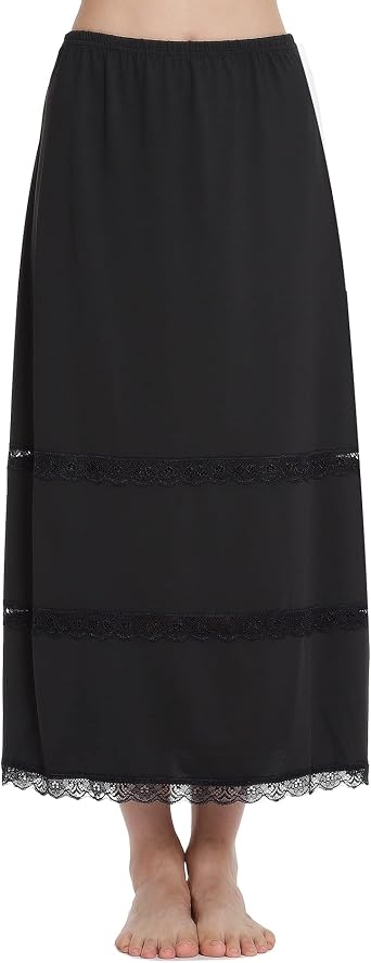 MANCYFIT Long Half Slip for Women Under Dresses Skirt with Lace