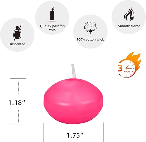 Miniatura 7 de Zest Candle Velas flotantes de 24 piezas, 1.75 pulgadas, rosa intenso