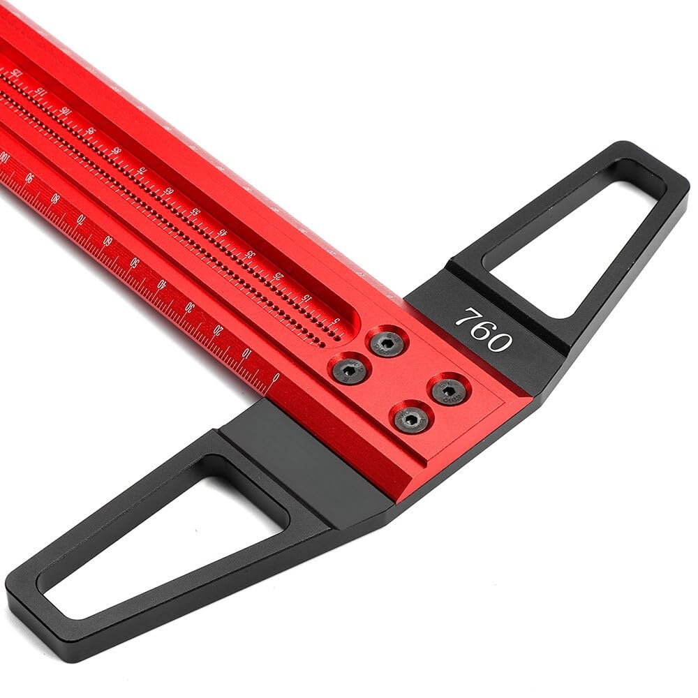 VIDOO Marcador Línea Precisión TS Carpintería Regla T Aleación Aluminio Calibre Marcado Posicionamiento Agujeros-600mm