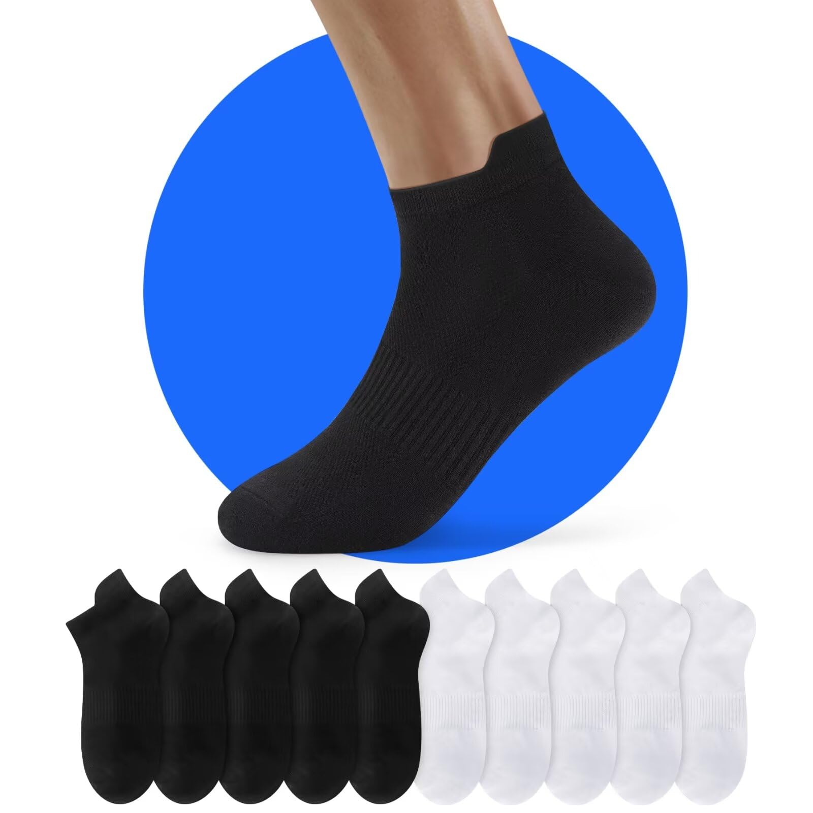 NUOZA 10 Paia Calzini Corti Uomo Donna Traspirante Cotone Running Sportivi Estivi Ciclismo Trekking Calze Tennis Invisibili Fantasmini